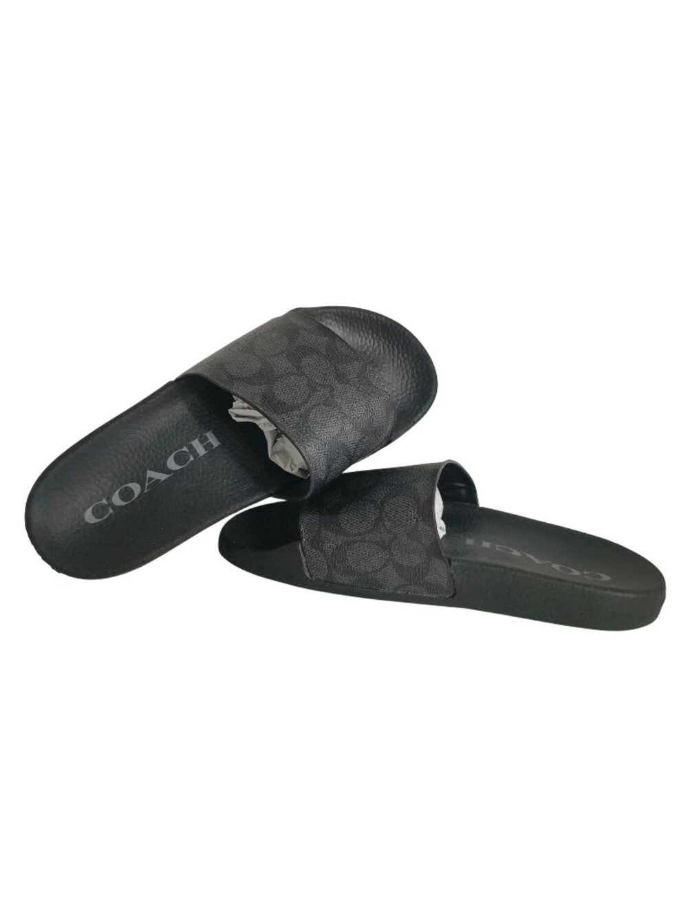 Coach Udele Womens 6 Sport Slip On Slide Sandals Black Signature Casual Designer